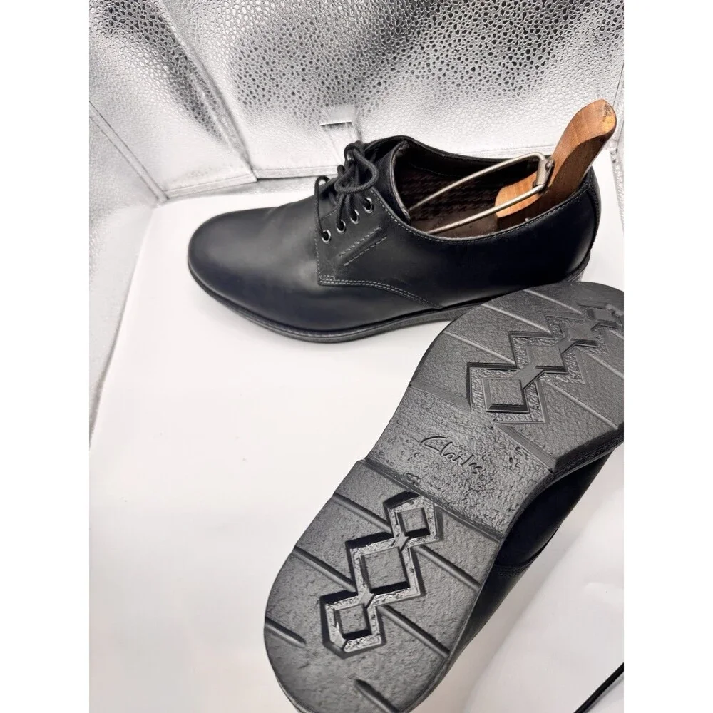Clarks Hinman Oxford Black Leather orthopedic Comfort Shoes Men’s Size 9 Mens